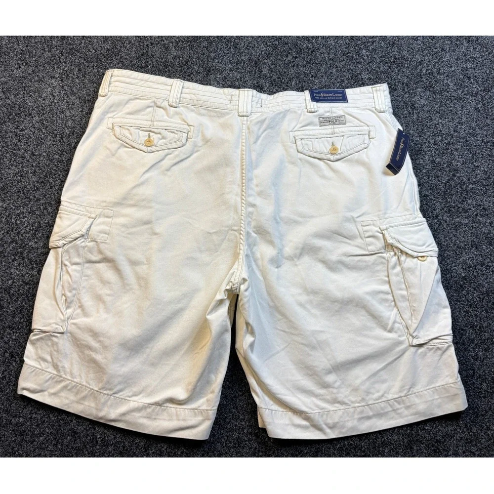 Polo Ralph Lauren Gellar Fatigue Shorts Mens 46B Big‎ Tall Cream Cargo Chino New